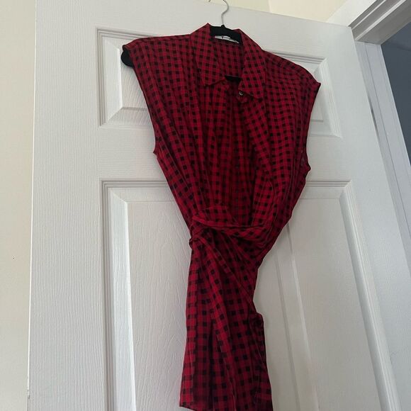 T by Alexander Wang Checkered Wrap Shirt - Picture 4 of 9